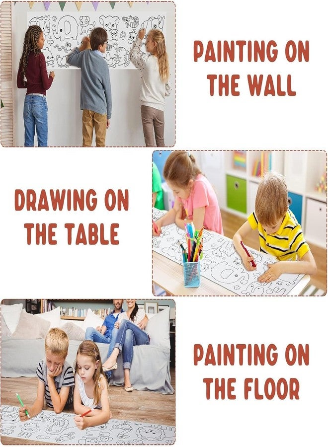 LISHER Coloring Re-Stick Drawing Paper Roll for Kids, 118 x 12 Inch Large Coloring Poster for Toddlers, Scroll Color Filling Paper | Rapid Kids Coloring Drawing Paper Roll | Wall Floor DIY Painting Color Filling Paper - Image 4